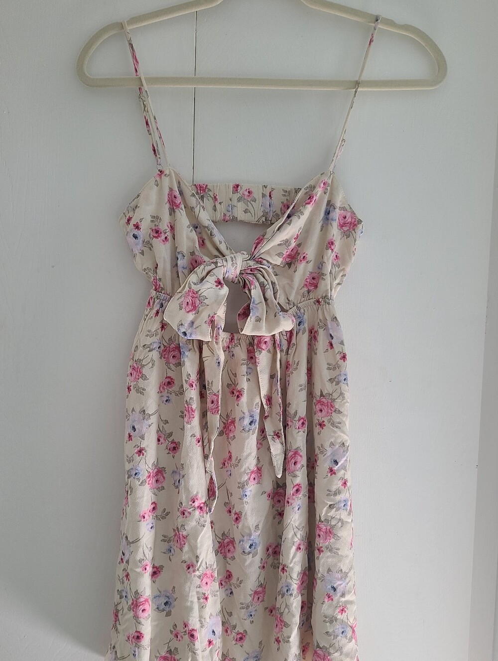 Sky to Moon Floral Cream Maxi Dress with Pink & Blue Roses